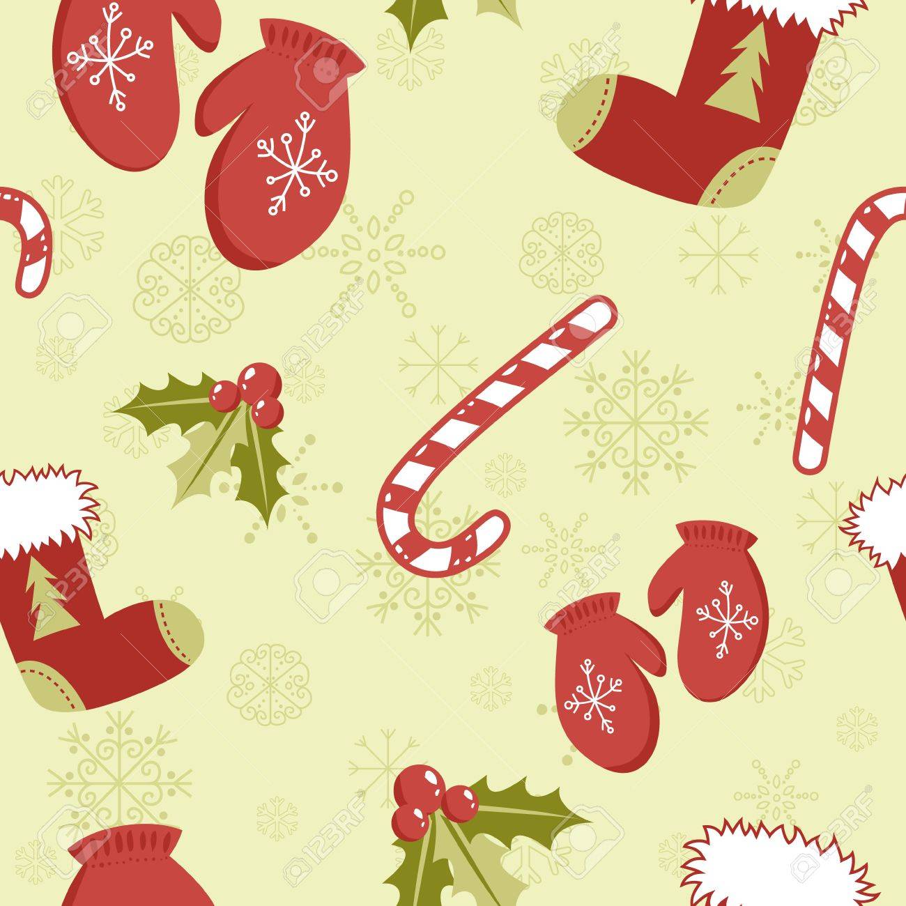 seamless pattern with cute cartoon christmas mittens candy cane christmas mitten pattern