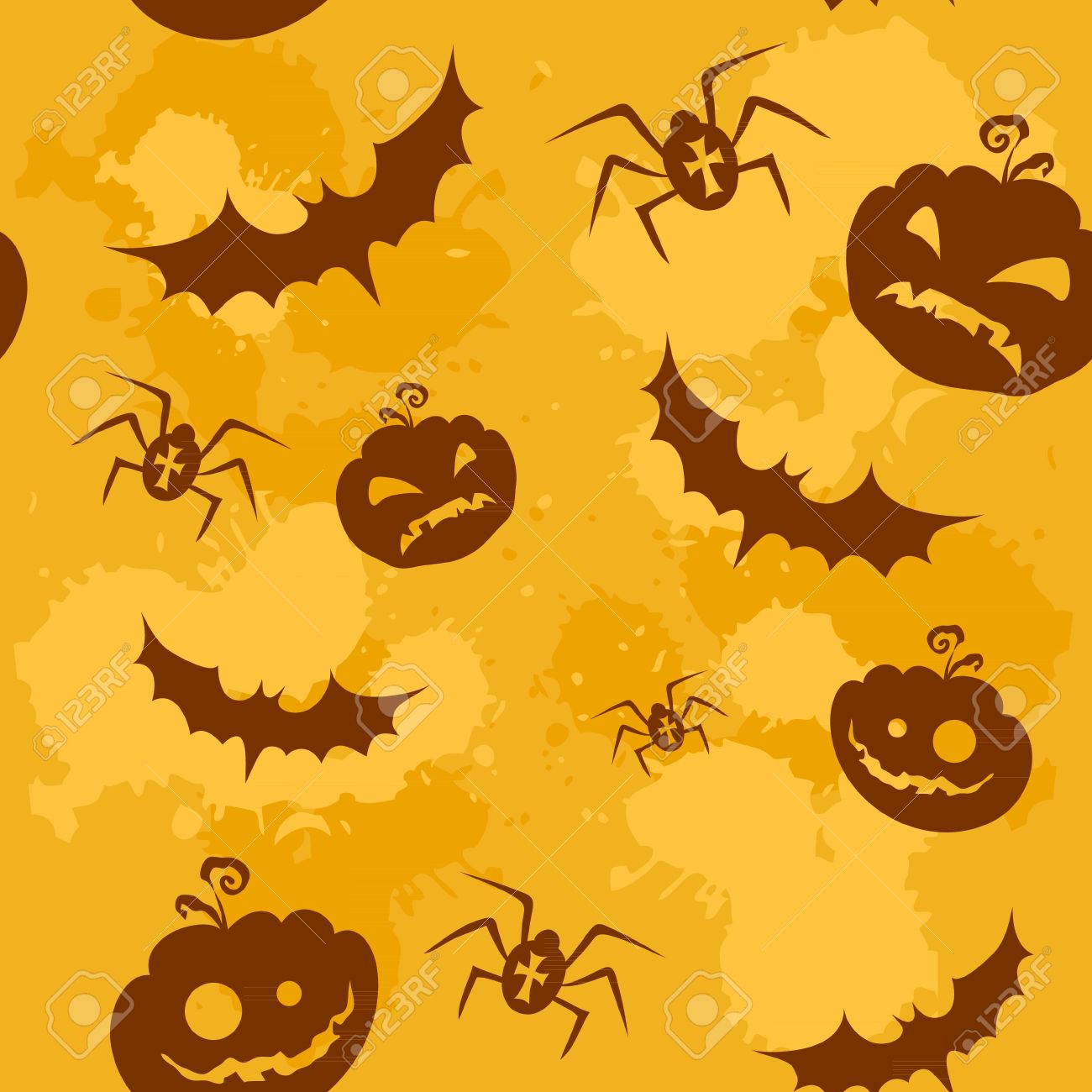 halloween pumpkins bats and spiders grungy seamless background