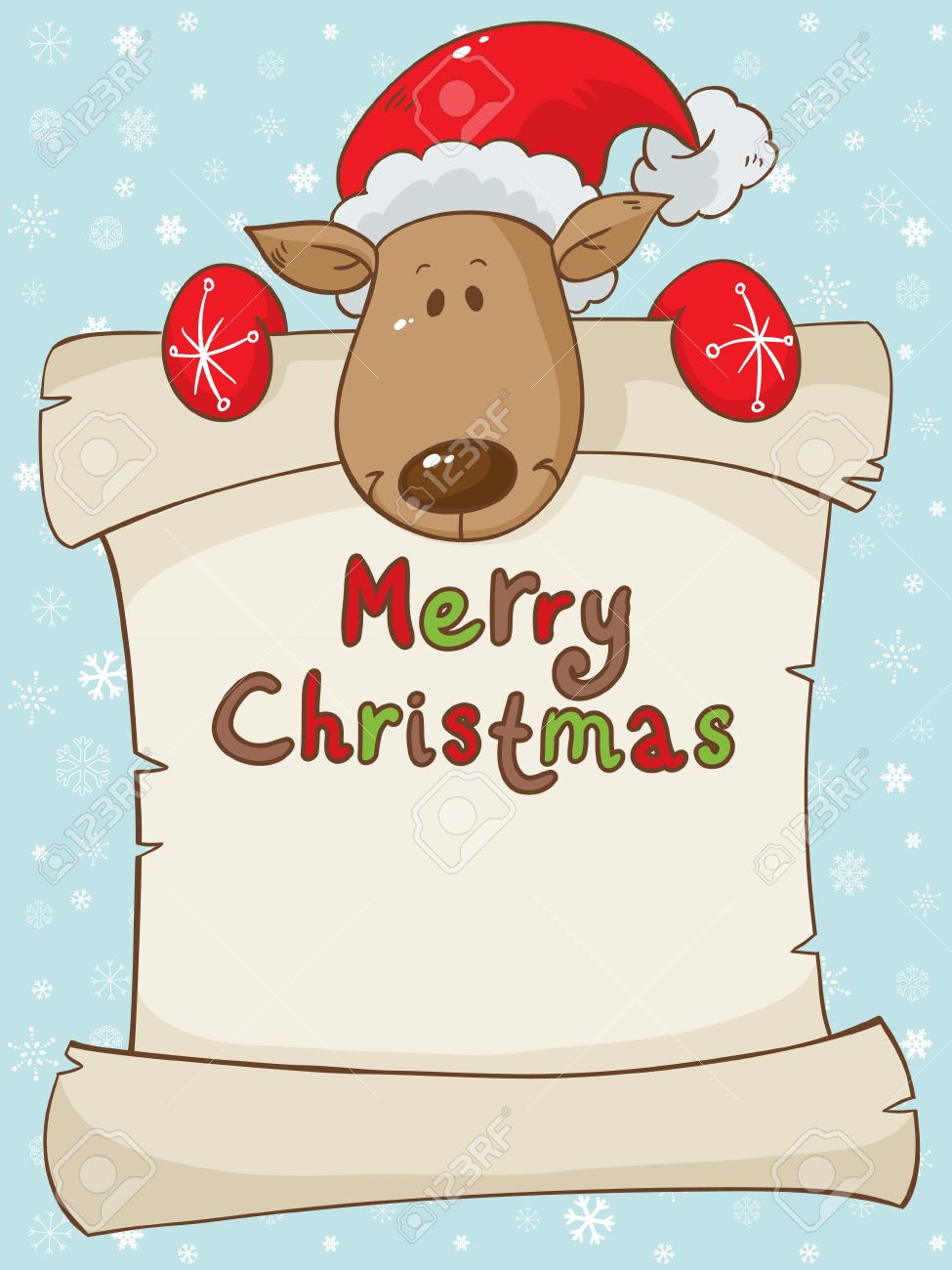 merry christmas greeting card with cute santa deer and a scroll reklamn fotografie 16034722 - Merry Christmas Cute merry christmas greeting card with cute santa deer and a scroll reklamn fotografie 16034722 - Merry Christmas Cute