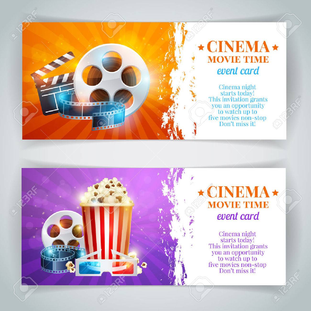 Realistic cinema movie poster template with film reel, clapper, popcorn, 3D glasses, conceptbanners with bokeh - 39556714 Realistic cinema movie poster template with film reel, clapper, popcorn, 3D glasses, conceptbanners with bokeh - 39556714