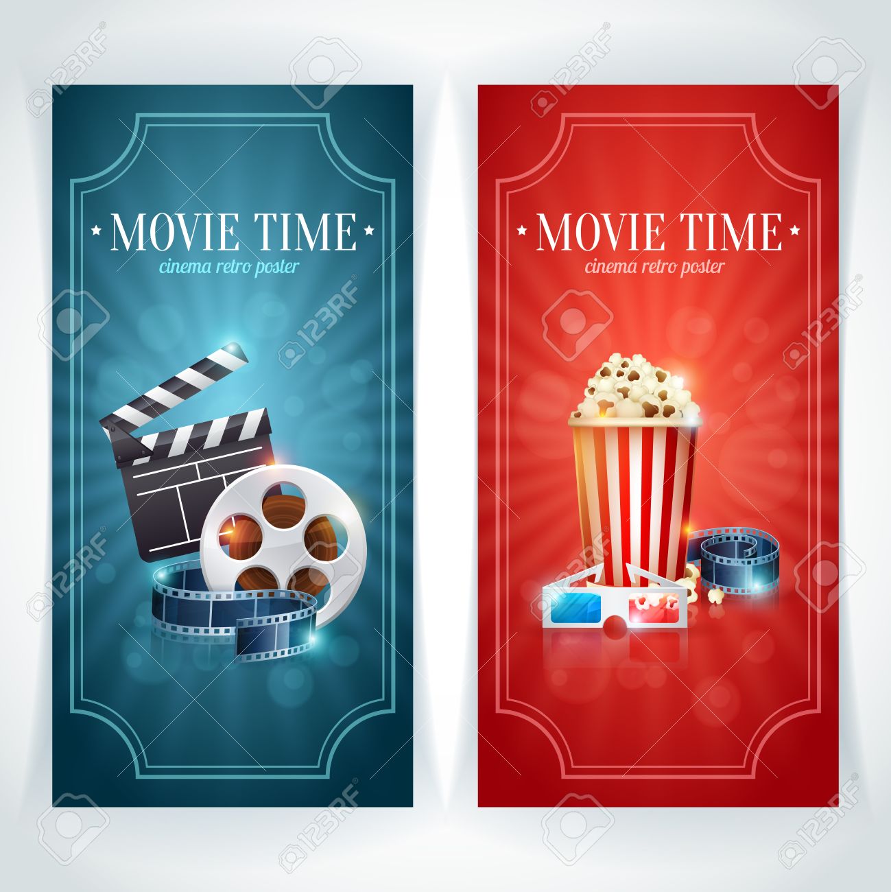 realistic cinema movie poster template with film reel clapper