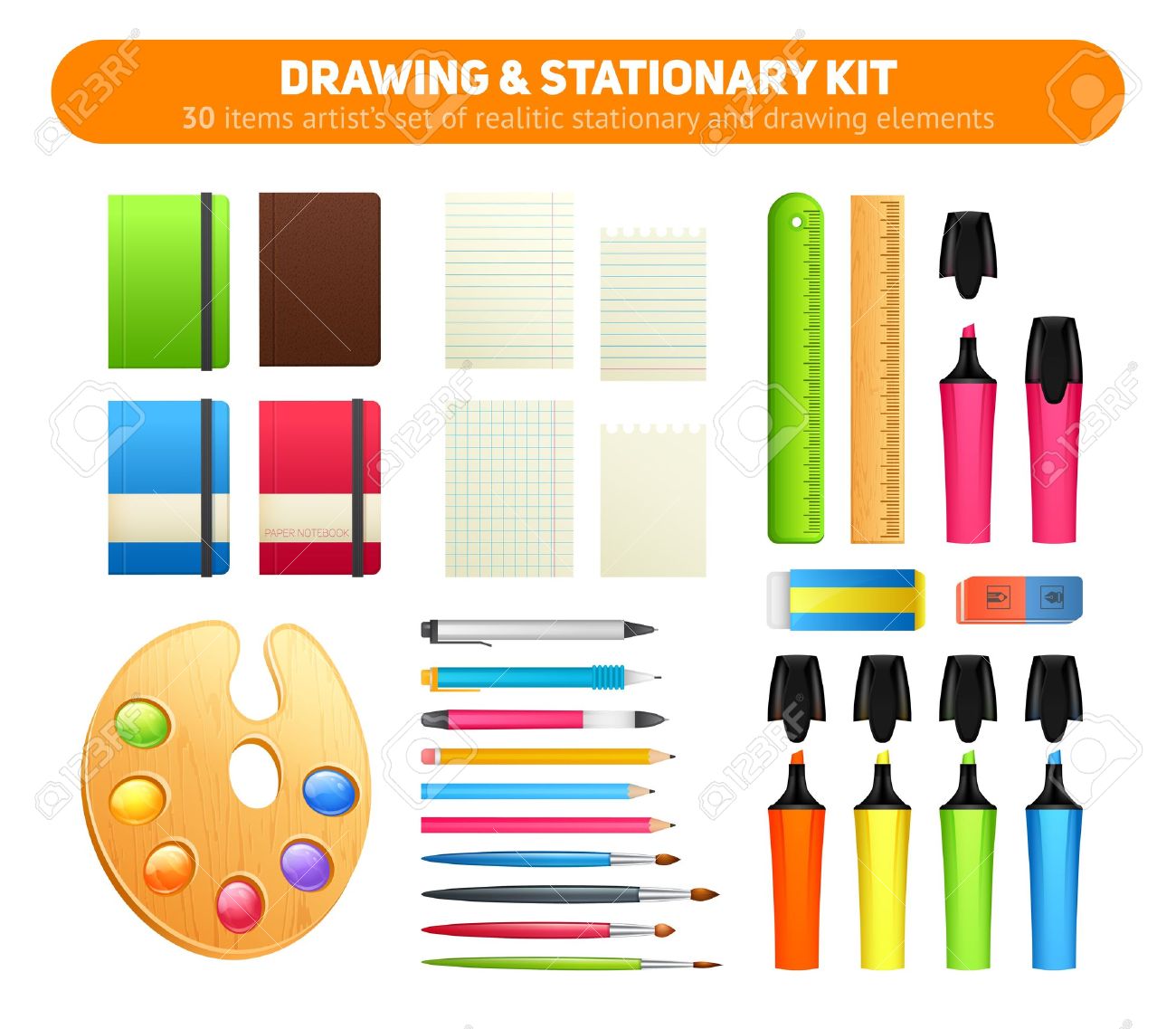 Stationary Kit Of Supplies For Drawing And Writing Office Set