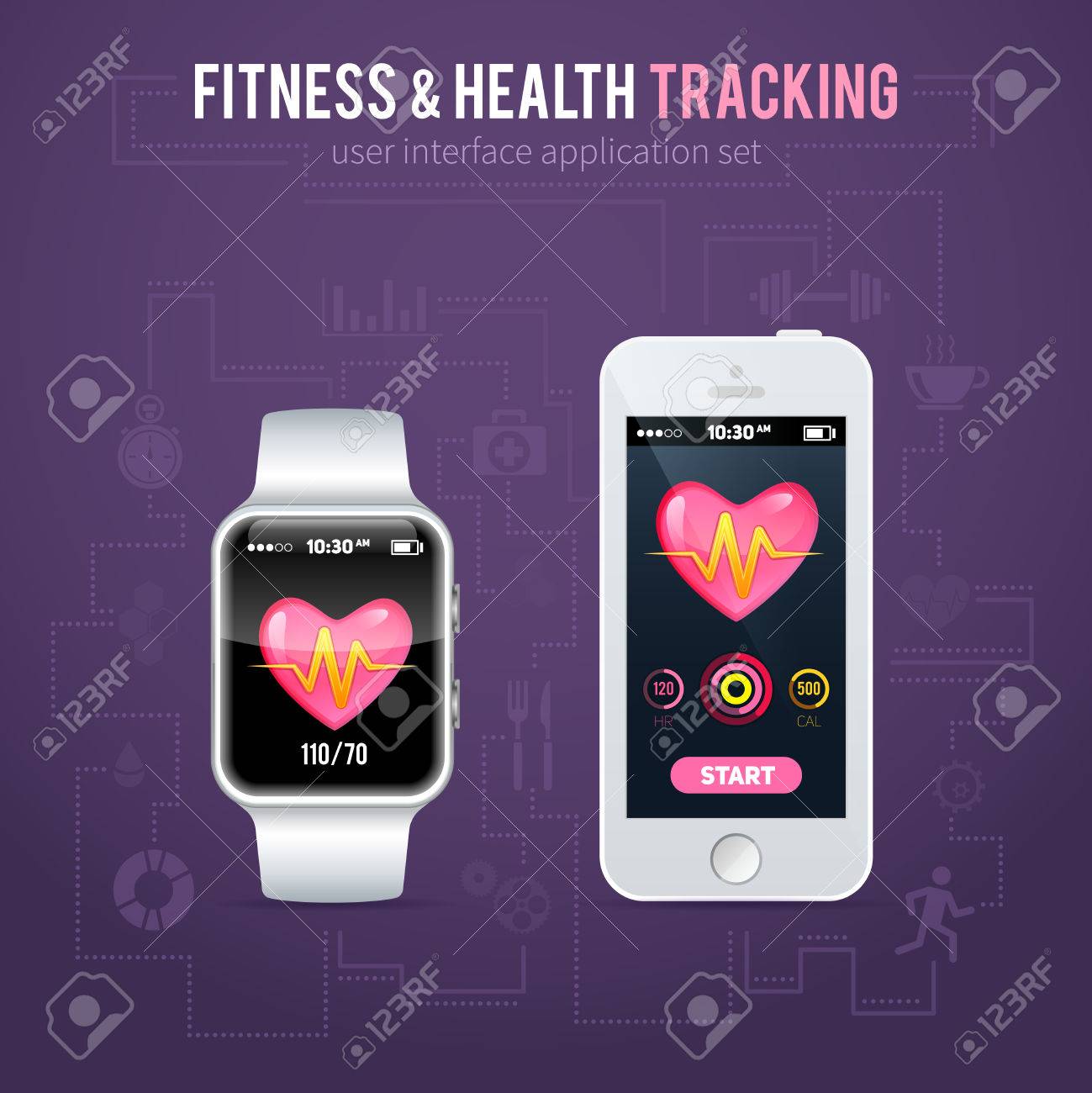 health fitness tracker application interface on realistic smart