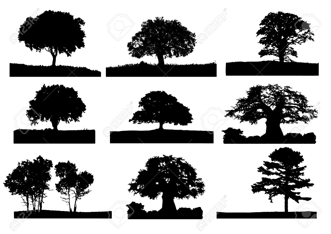 9 black tree silhouette with grass royalty free cliparts vectors trees silhouette vector