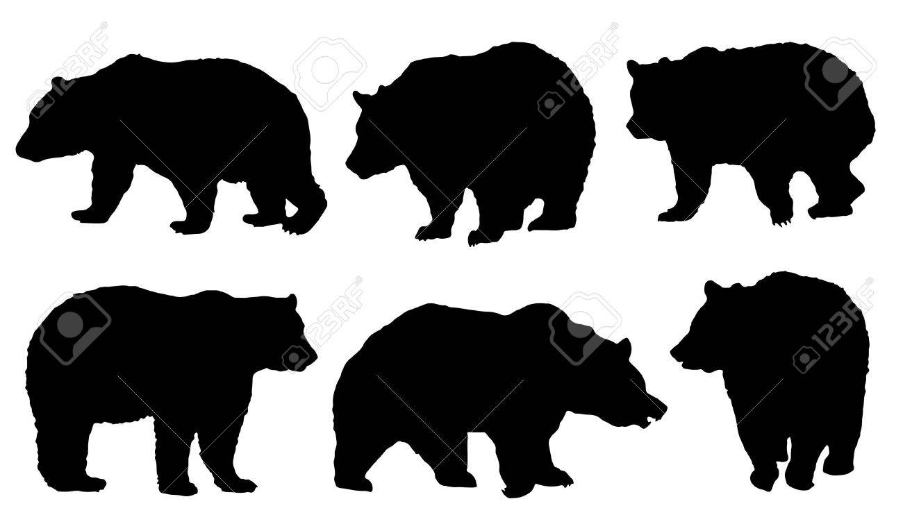 Bear Silhouettes On The White Background Royalty Free Cliparts Vectors And Stock Illustration Image