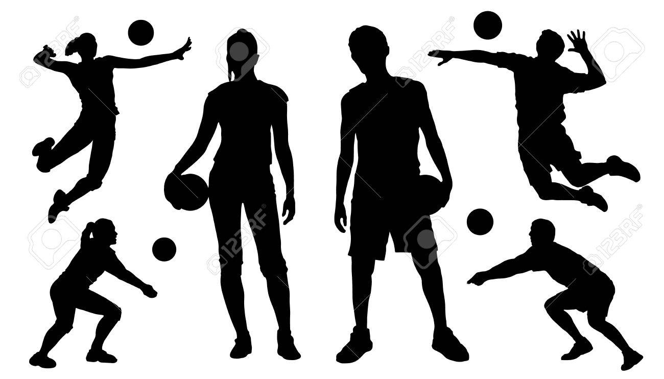 Voleyball Silhouettes On The White Background Royalty Free Svg Cliparts Vectors And Stock Illustration Image