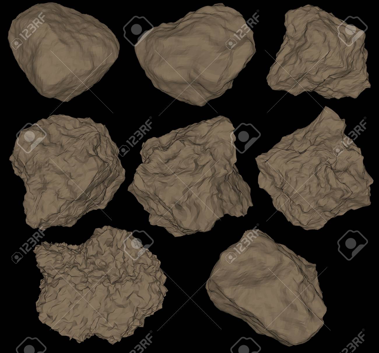 ベクトルは 岩や石を設定します 岩や石単一または損傷と黒のゲームのアート建築デザインの瓦礫のパイル のイラスト素材 ベクタ Image
