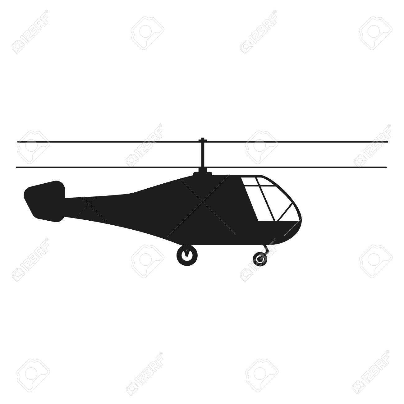 ヘリコプターのサインのイラスト ベクトル 白い背景の黒いアイコンのイラスト素材 ベクタ Image