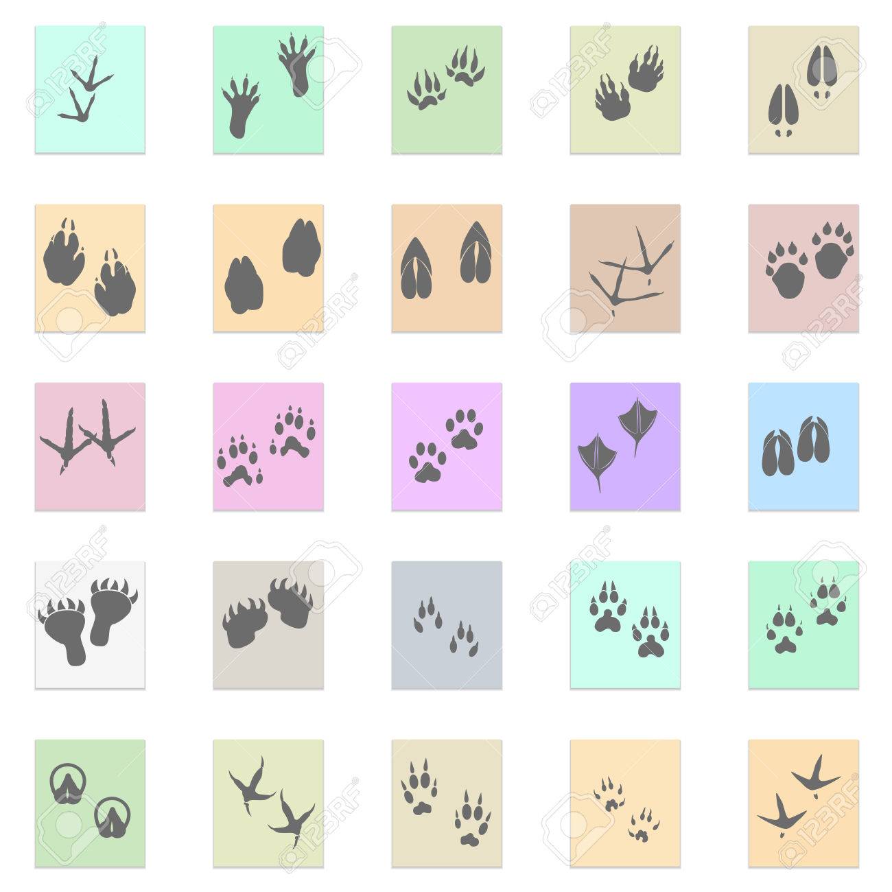 シルエット動物鳥類や哺乳類の足跡カラー ステッカー黒ベクトルのアイコンを設定します のイラスト素材 ベクタ Image シルエット動物鳥類や哺乳類の足跡カラー ステッカー黒ベクトルのアイコンを設定します のイラスト素材 ベクタ Image