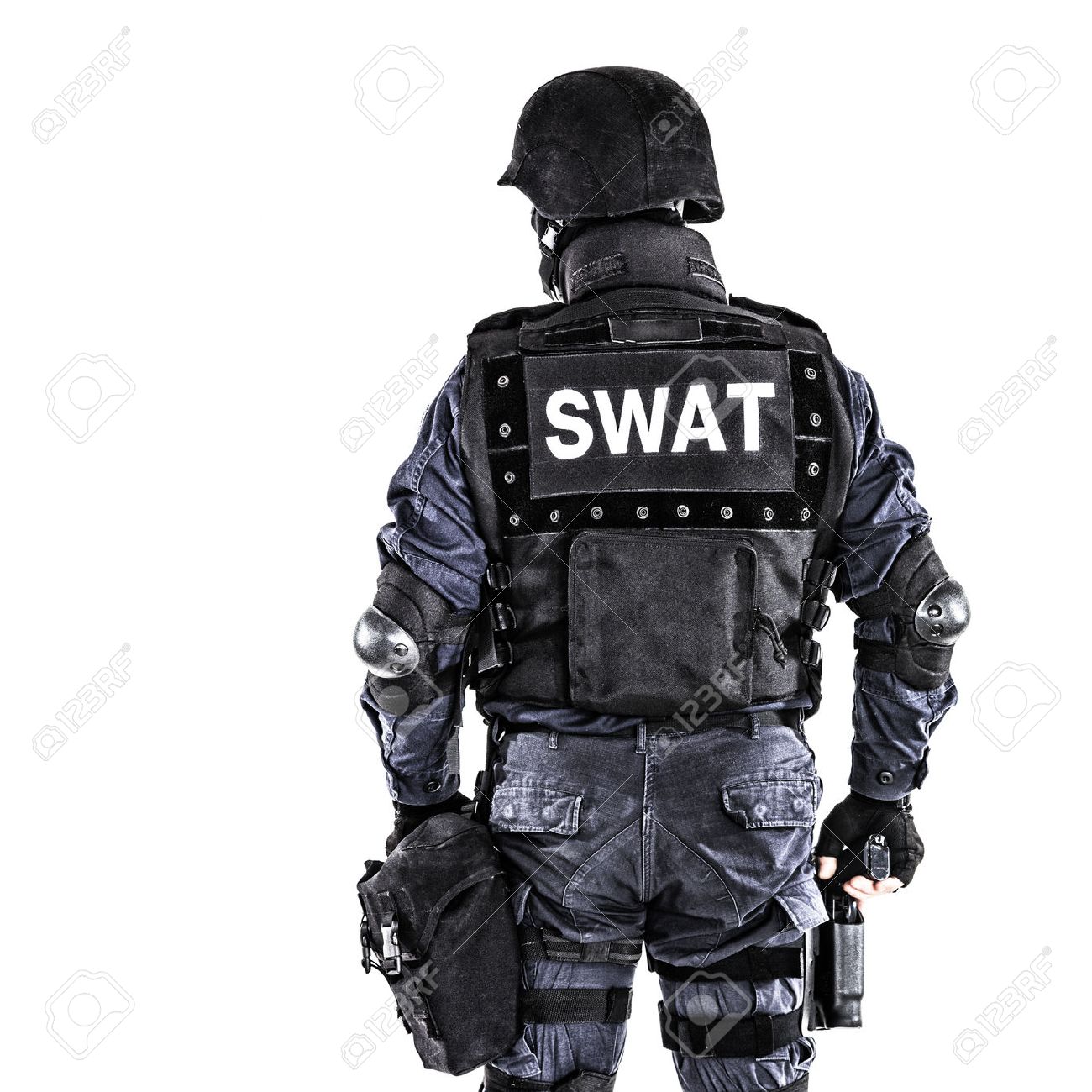 Special Weapons And Tactics Swat Team Officer Shot From Behind Stock Photo Picture And Royalty Free Image Image