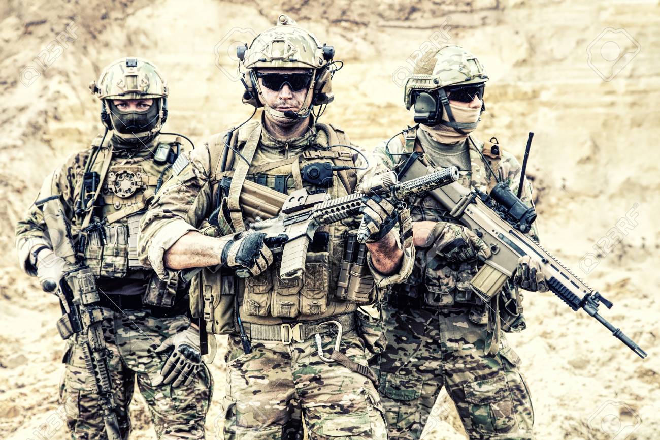 group portrait of us army elite members private military company us army squad