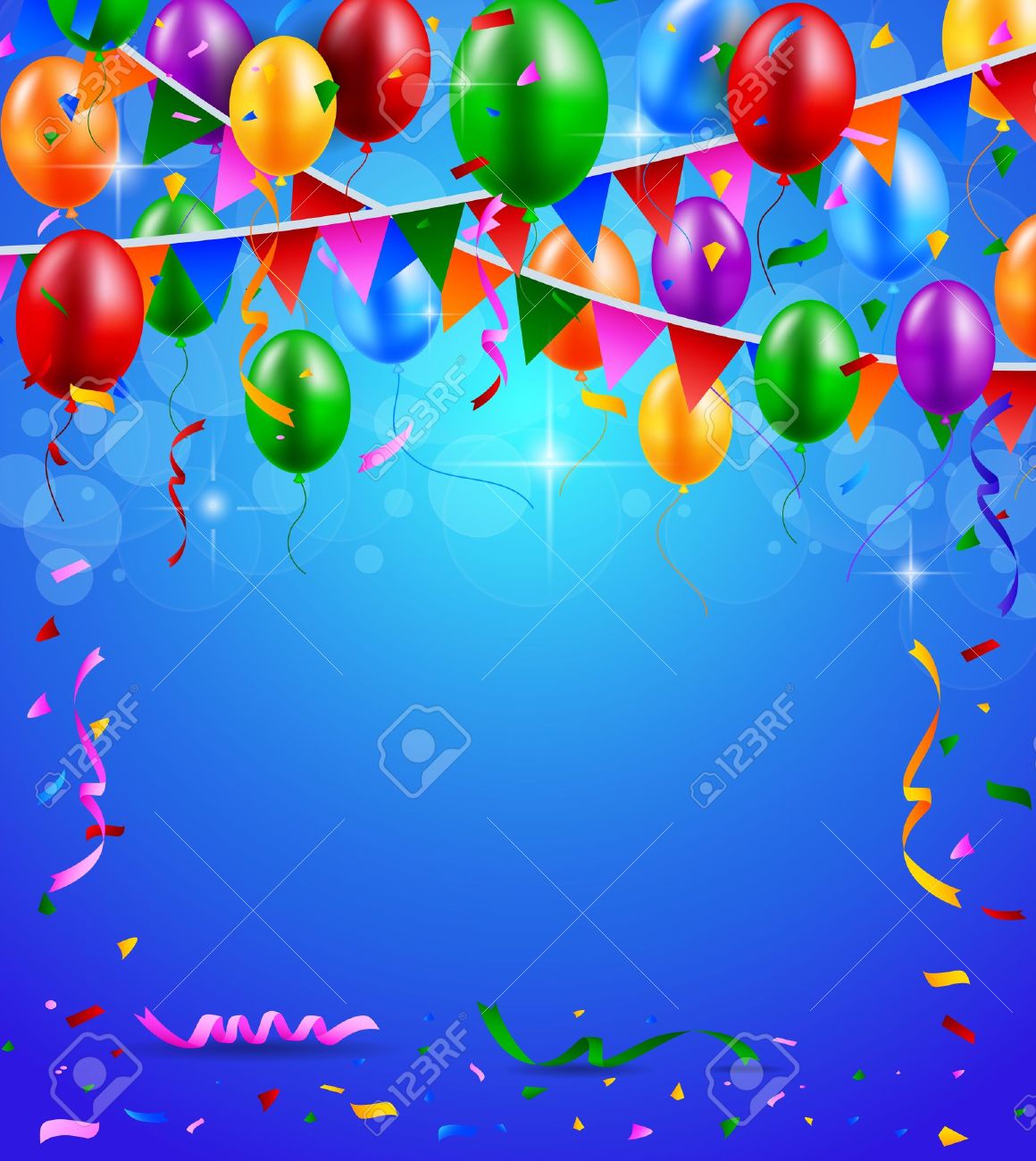 Happy Birthday Party With Balloons And Ribbons Background Royalty Free  Cliparts, Vectors, And Stock Illustration. Image 40937248.