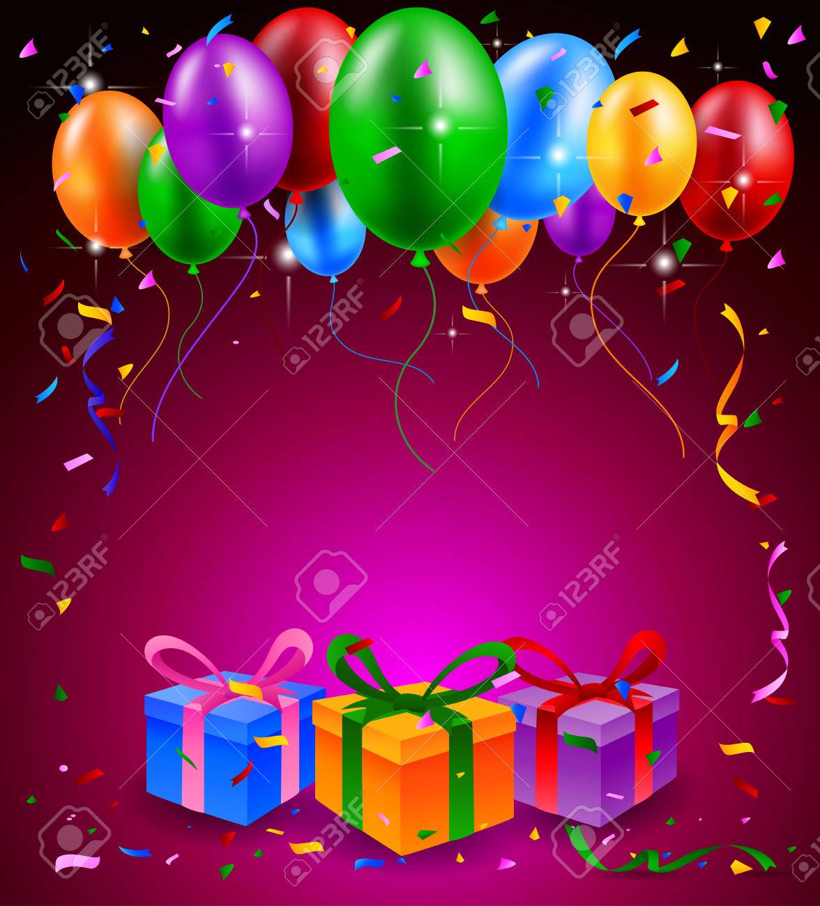 Happy Birthday Party With Balloons And Gift Background Royalty Free  Cliparts, Vectors, And Stock Illustration. Image 41775271.