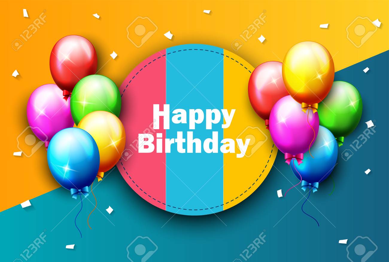 illustration of balloons and confetti for birthday banner designs design a birthday banner