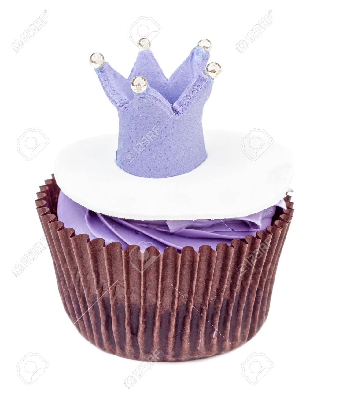 purple cupcake with crown isolated on white background queen