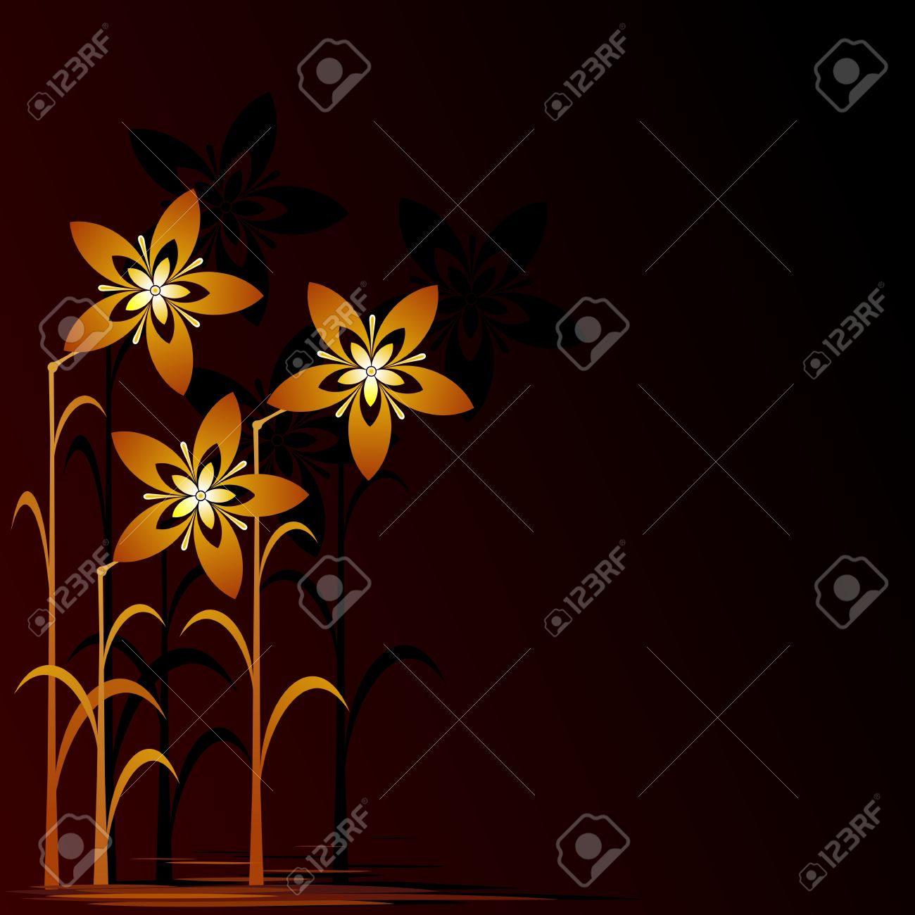 黄金の花の背景 黒の背景に花柄のデザイン イラスト花します のイラスト素材 ベクタ Image 黄金の花の背景 黒の背景に花柄のデザイン イラスト花します のイラスト素材 ベクタ Image
