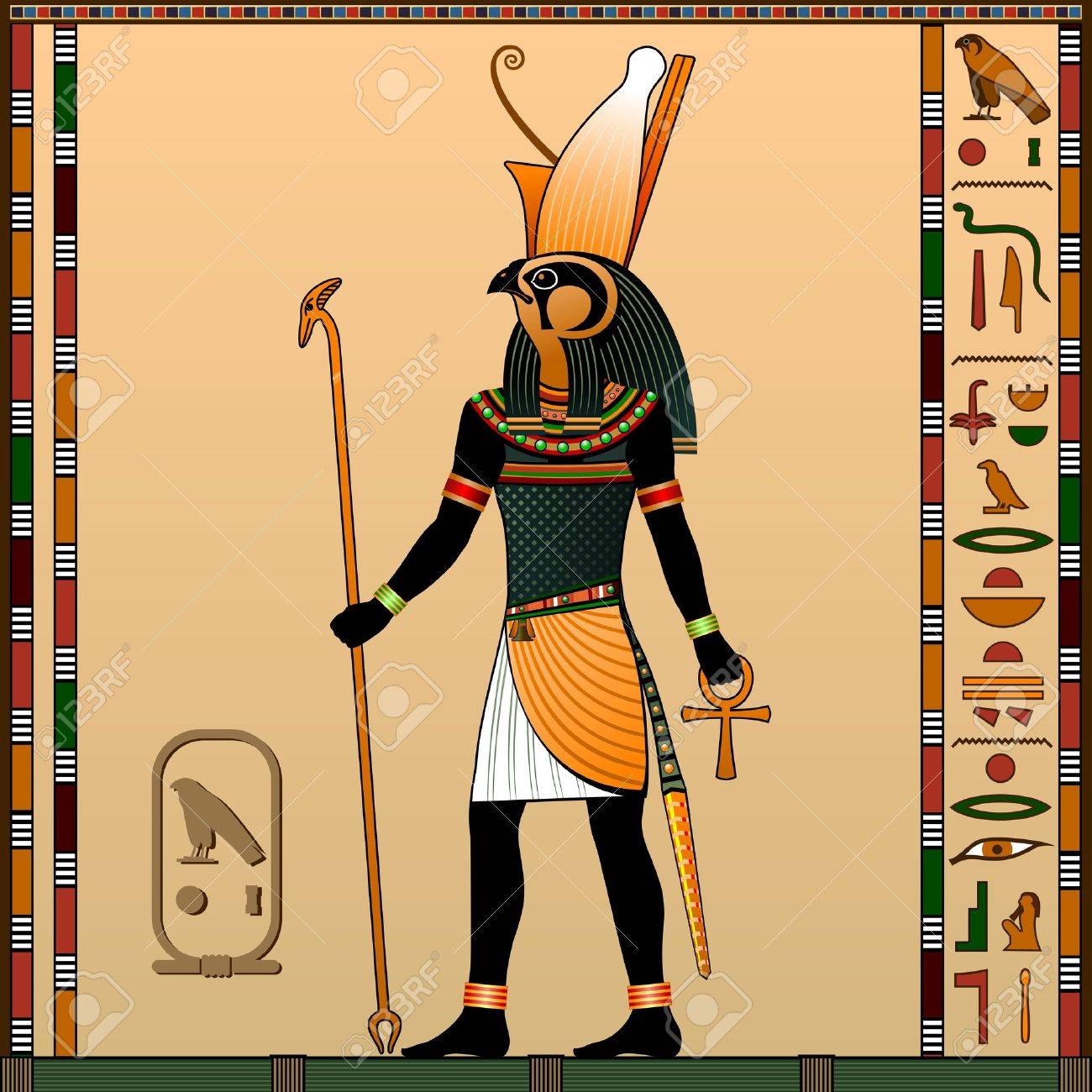 Religion Des Alten Agypten Der Alte Agyptische Gott Horus In Der Gestalt Eines Mannes Mit Einem Falkenkopf Vektor Illustration Lizenzfrei Nutzbare Vektorgrafiken Clip Arts Illustrationen Image 75948313