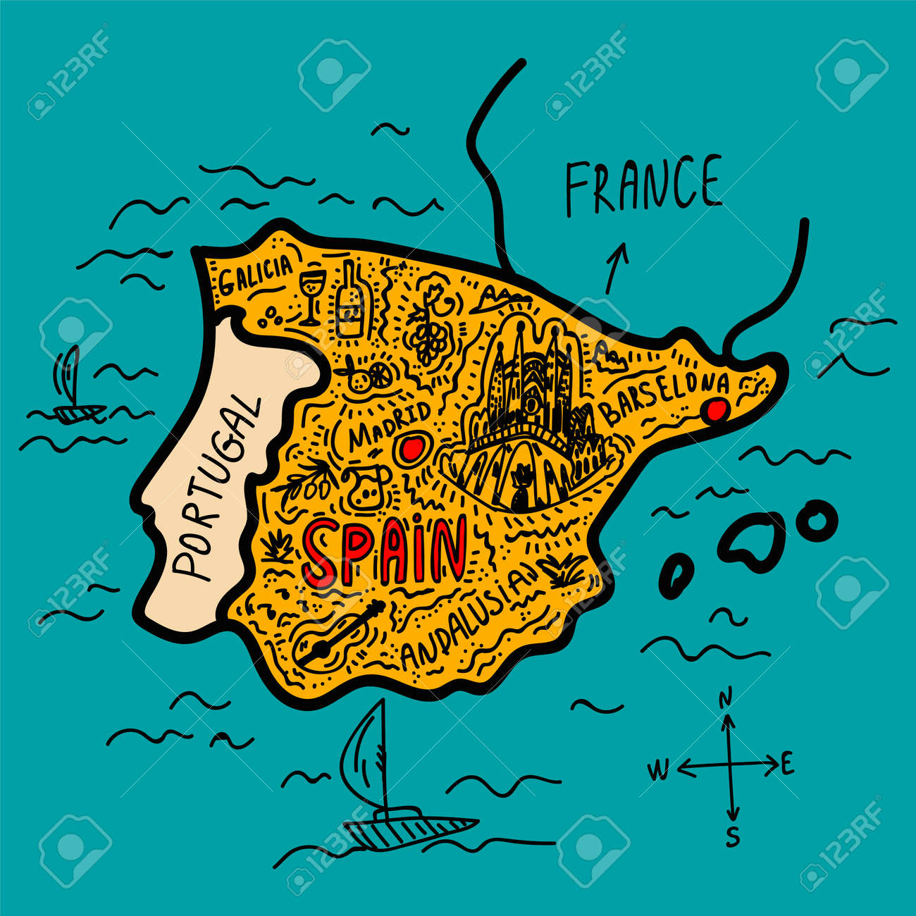 Vetores de Mapas Dos França Espanha e mais imagens de Mapa - Mapa, Espanha,  França - iStock