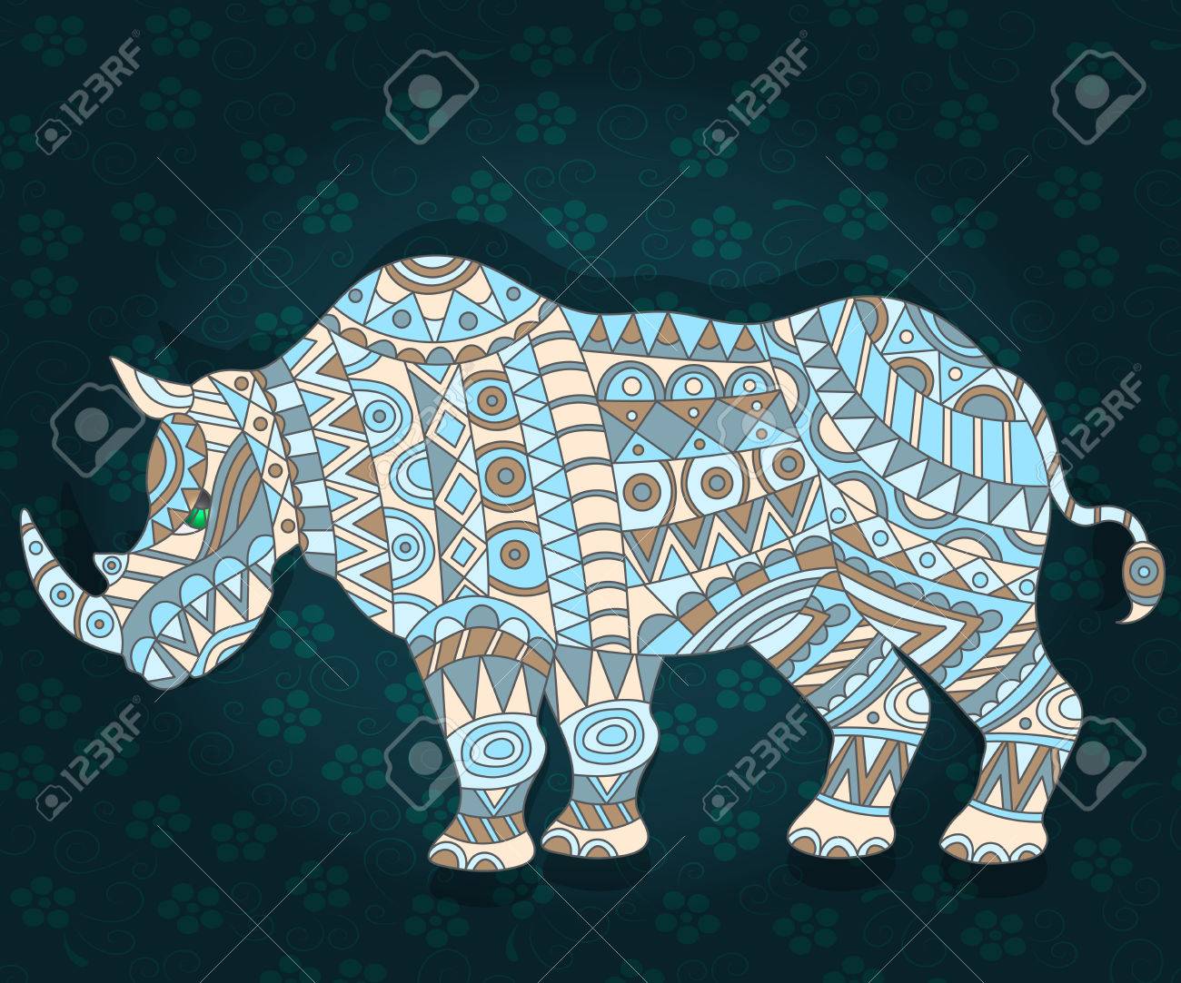 暗い花の背景に抽象的なサイのイラストのイラスト素材 ベクタ Image