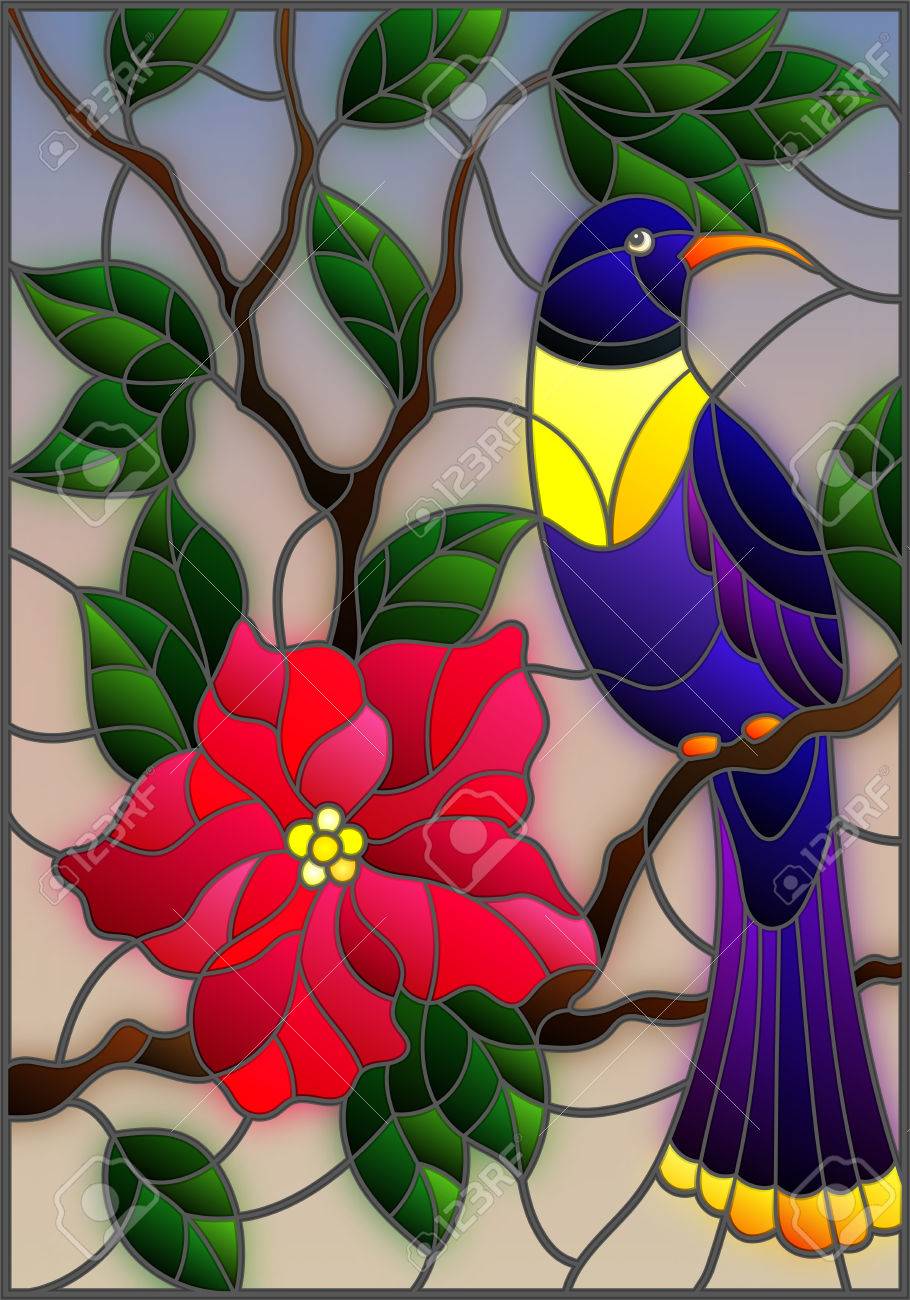 代引可 引取り限定 ステンドグラス 太陽 空 鳥 花 風をモチーフにしたガラス工芸作品 木枠付き ステンドグラス Labelians Fr