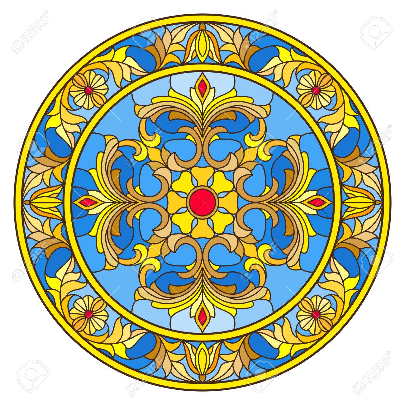 上ステンドグラス イラスト 美しい花の画像