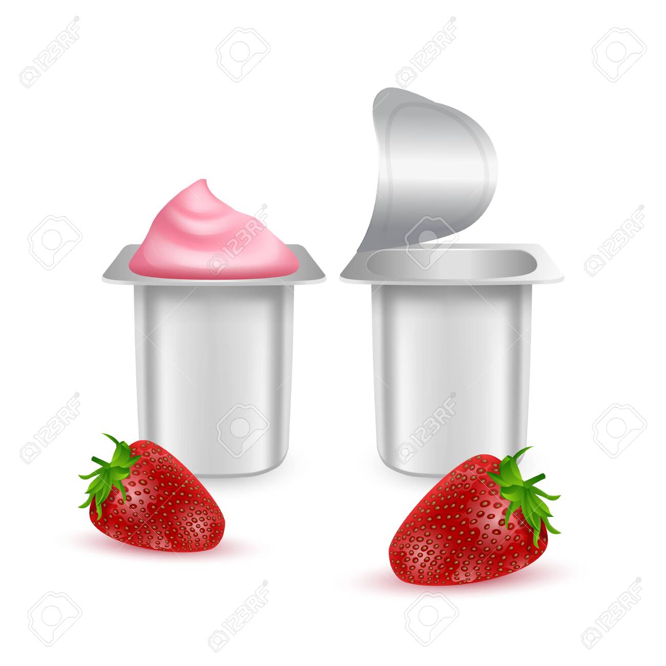 Download Set Of White Matte Plastic Pots For Yogurt Cream Dessert Or Royalty Free Cliparts Vectors And Stock Illustration Image 136278371