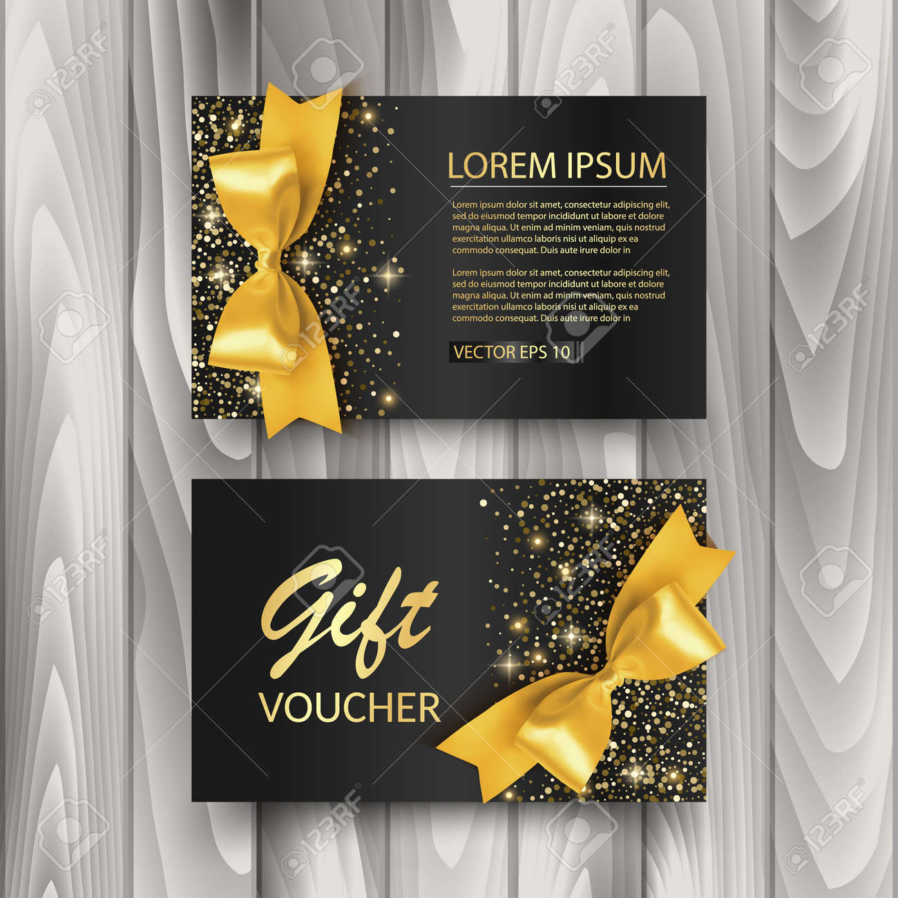 Set of Gift Voucher Card Template, Advertising or Sale. template with glitter texture and realistic bow illustration, vector - 170709823 Set of Gift Voucher Card Template, Advertising or Sale. template with glitter texture and realistic bow illustration, vector - 170709823