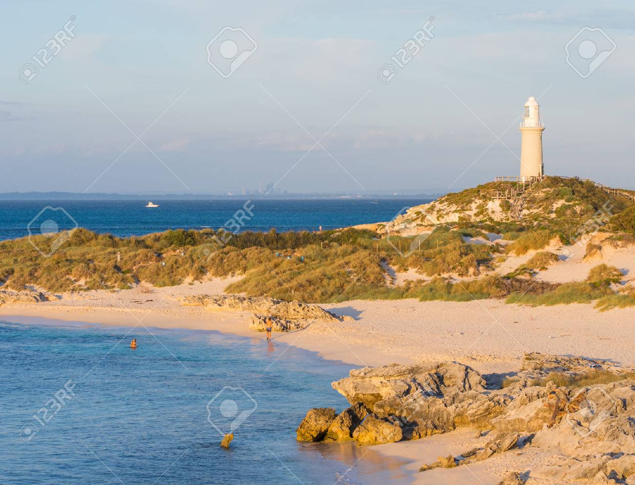 Pinky Beach And Bathurst Lighthouse On Rottnest Island, Near Perth In  Western Australia. Stock Photo, Picture and Royalty Free Image. Image  80846450., image size:1300x992