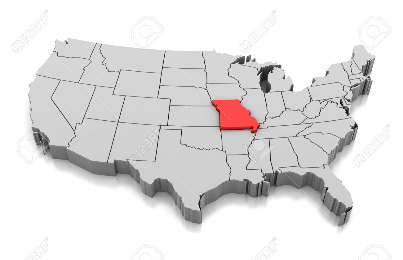 Missouri In The Us Map Map Of Missouri State, Usa, Isolated On White. Stock Photo, Picture And  Royalty Free Image. Image 95711144.