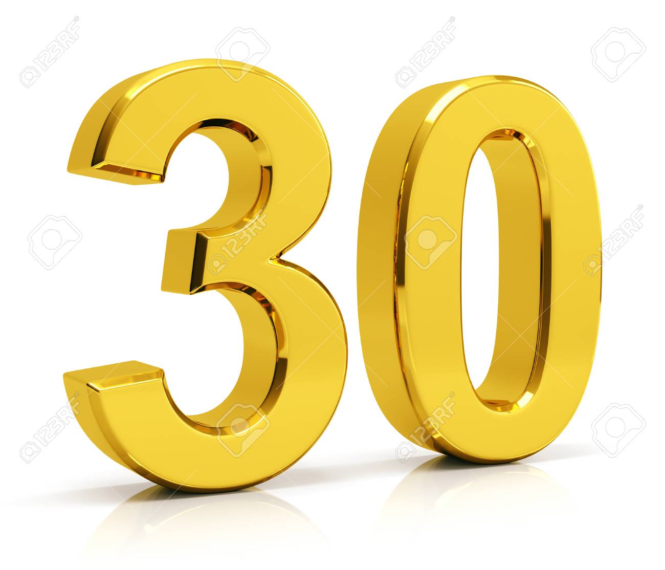 Number 30 Isolated On White Background Stock Photo, Picture and