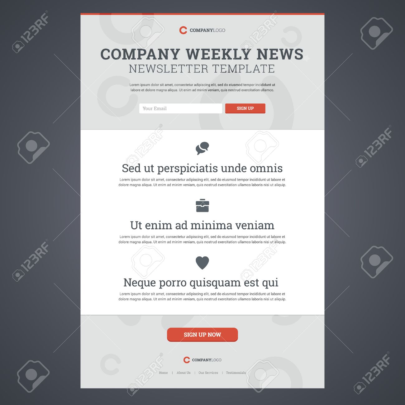 company news newsletter template with sign up form vector