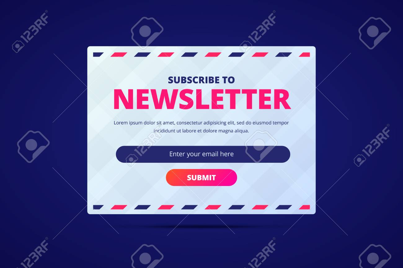 Subscribe To Newsletter Card With Email Input And Submit Button Royalty Free Cliparts Vectors And Stock Illustration Image