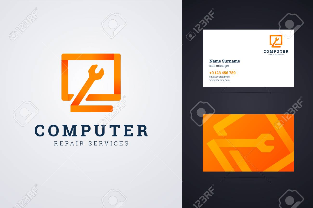 Computer Repair Service And Business Card Template Royalty Free Cliparts Vectors And Stock Illustration Image 87770343