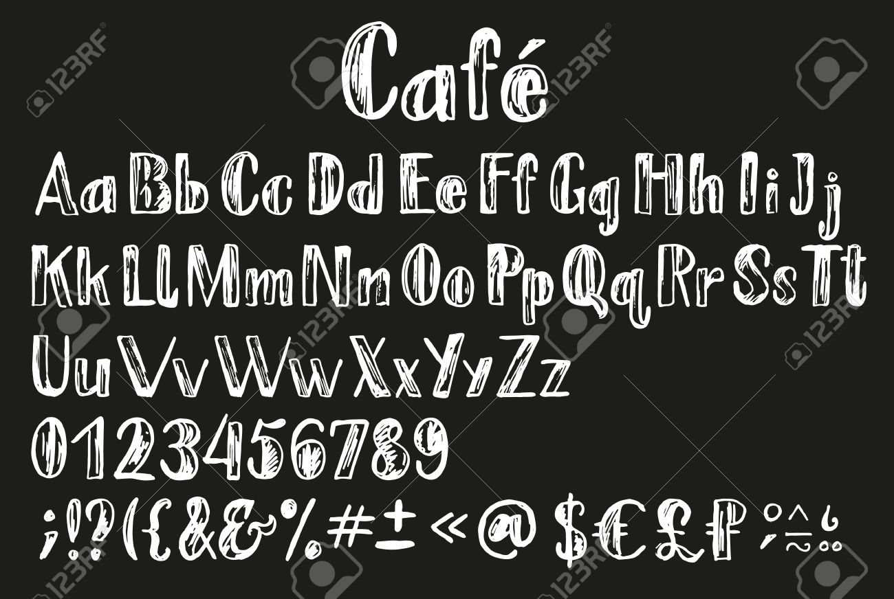 chalk alphabet lating font mit unterstützung mehrerer sprachen chalk font