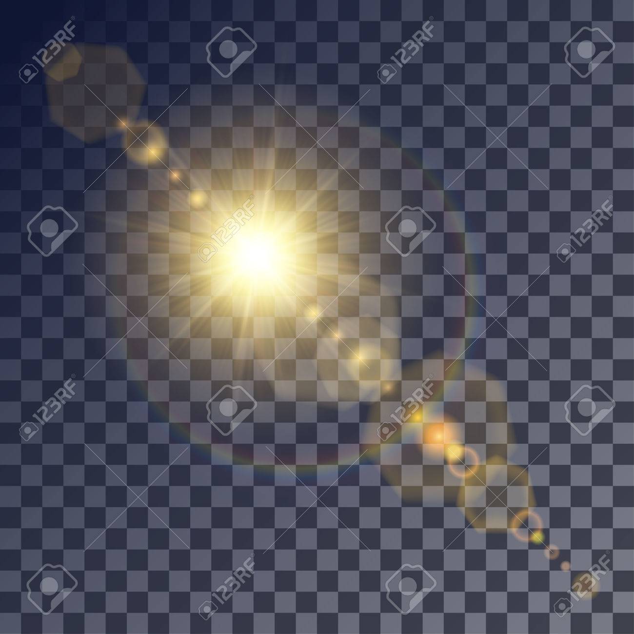 Shining Vector Golden Sun With Light Effects Flares And Gleams Royalty Free Cliparts Vectors And Stock Illustration Image