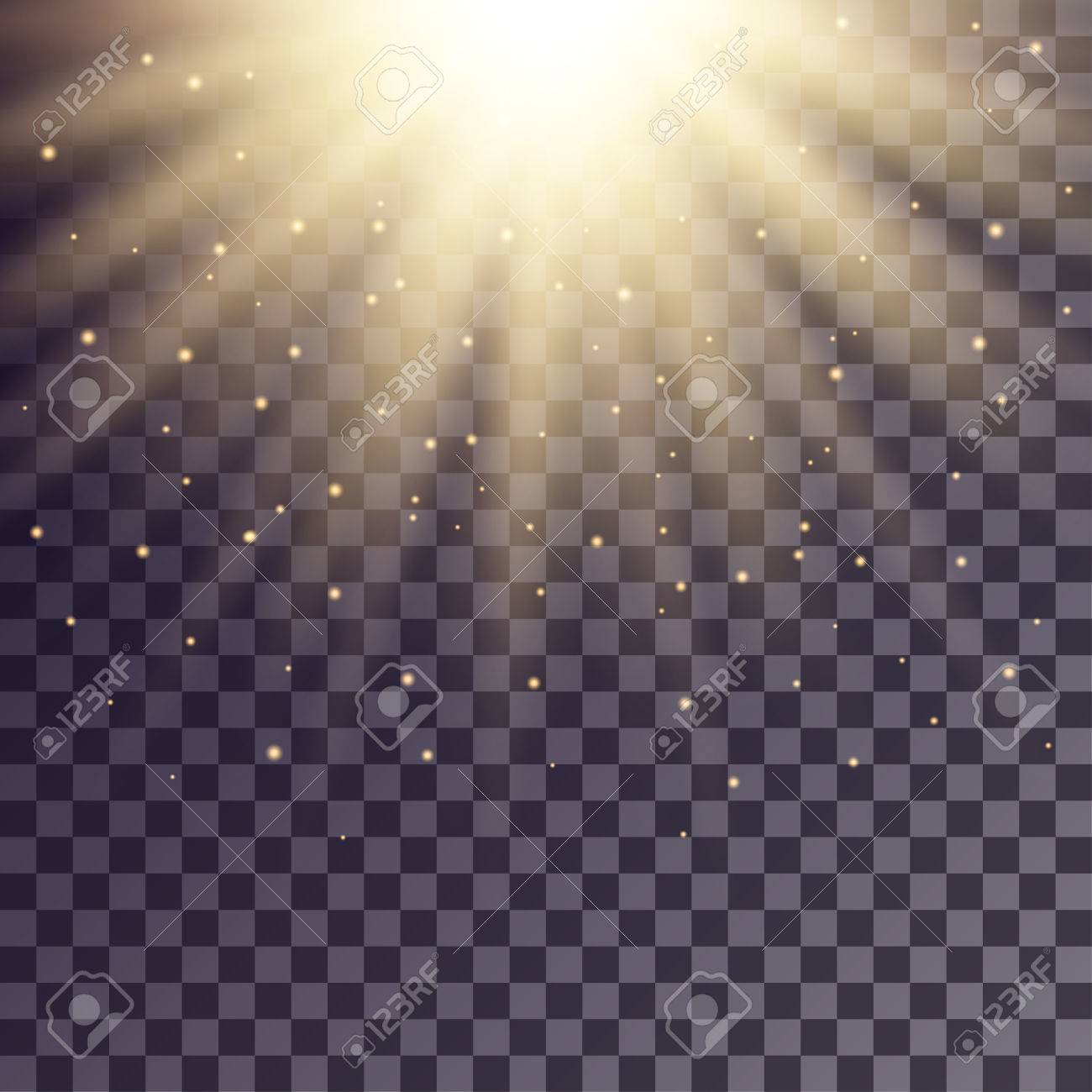 背景を透明で光沢のある粒子を上から黄金色の光 のイラスト素材 ベクタ Image
