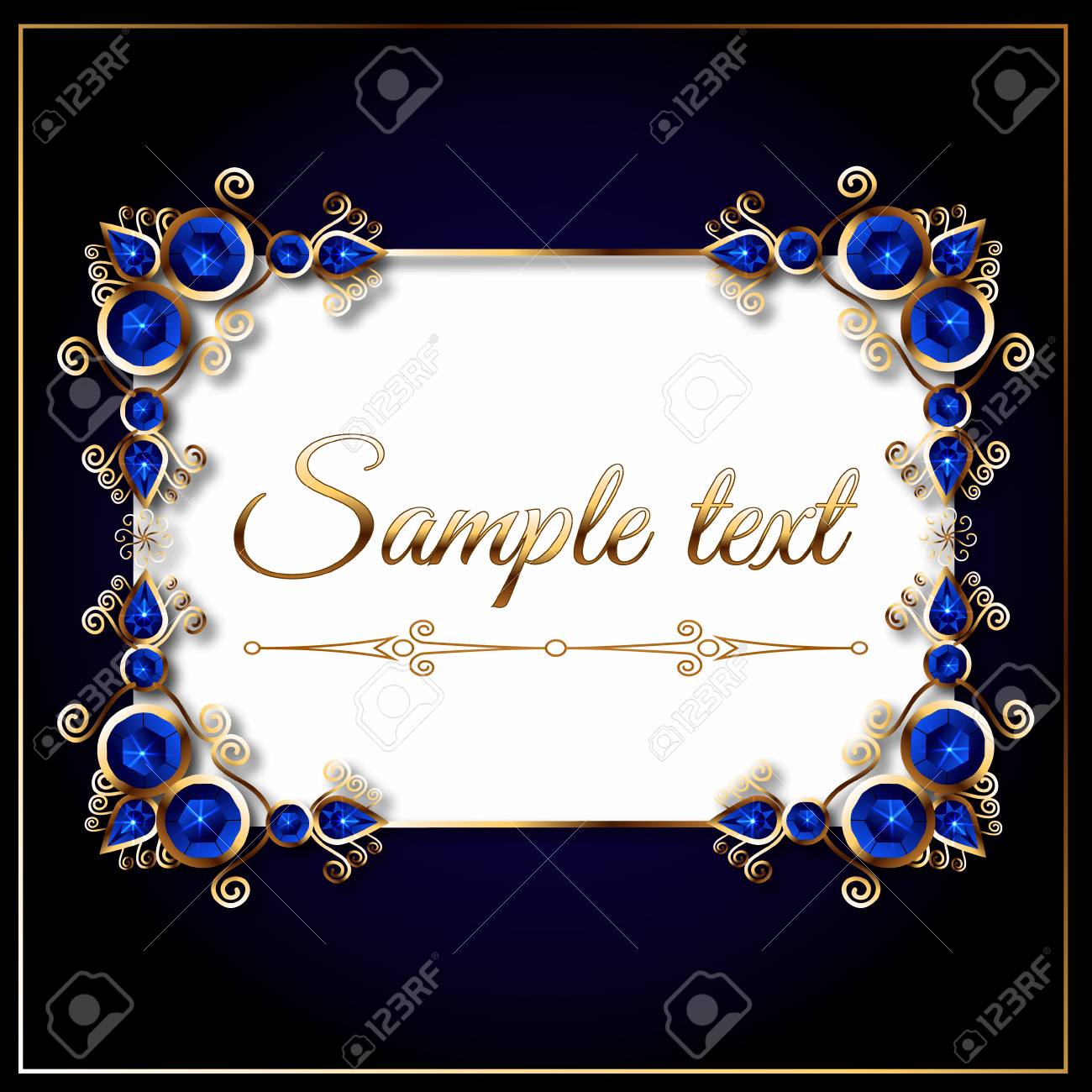 card postcard or wedding invitation of blue jewels and gold wedding invite postcards