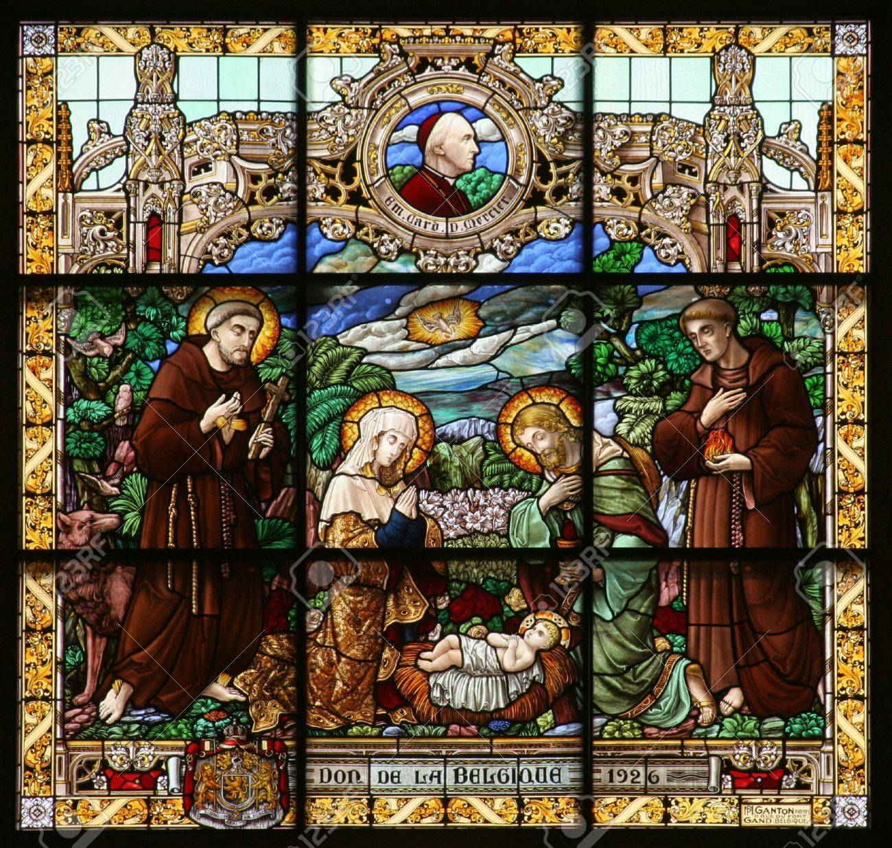 Crèche, Vitrail, église De Sainte-Catherine, Bethléhem Banque D'Images Et Photos Libres De Droits. Image 5896666.