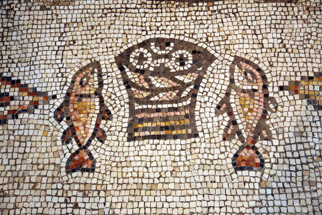 Image result for loaves fishes tabgha mosaic
