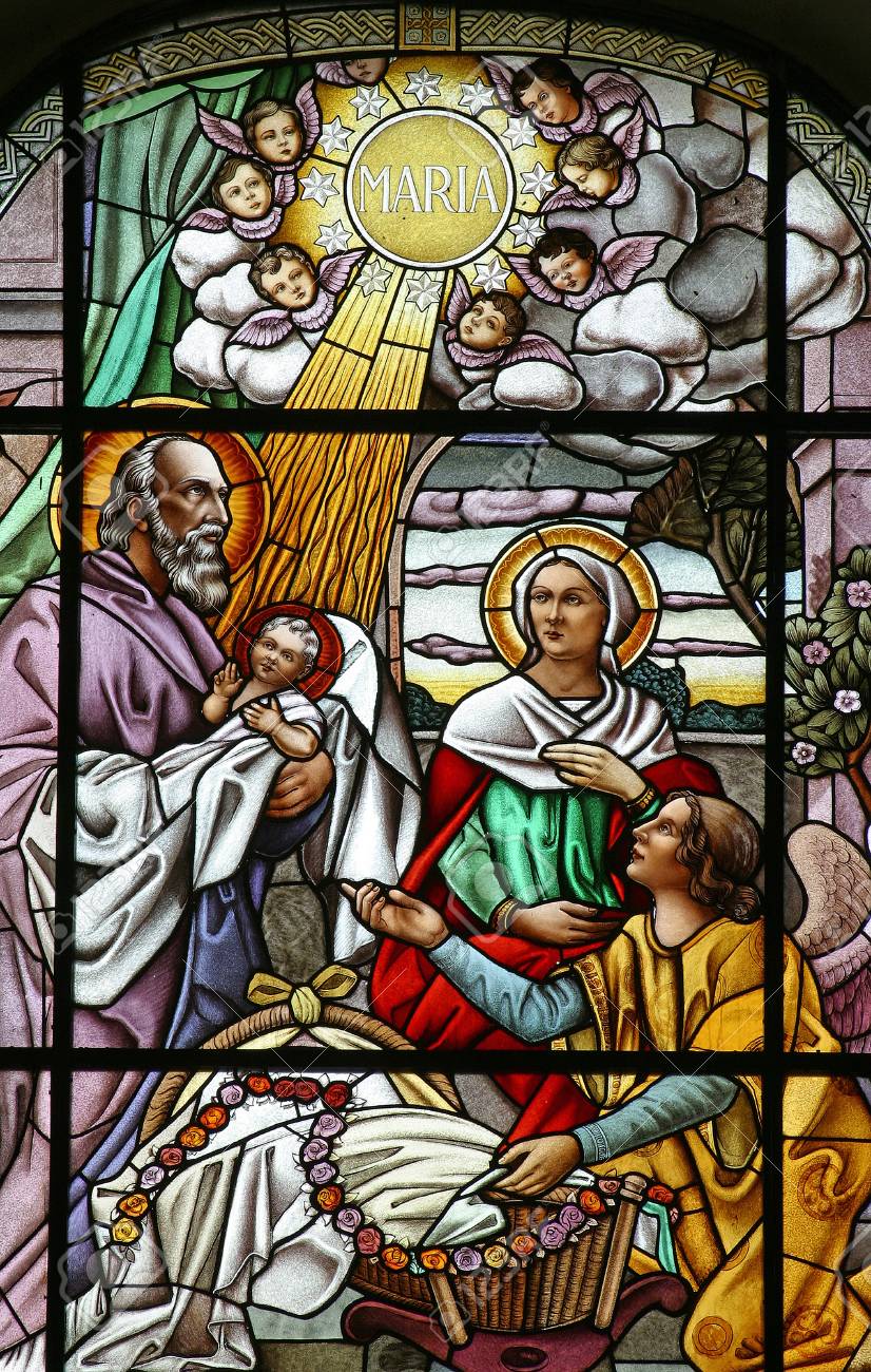 Scène De La Nativité, Vitrail Banque D'Images Et Photos Libres De Droits. Image 67532983.