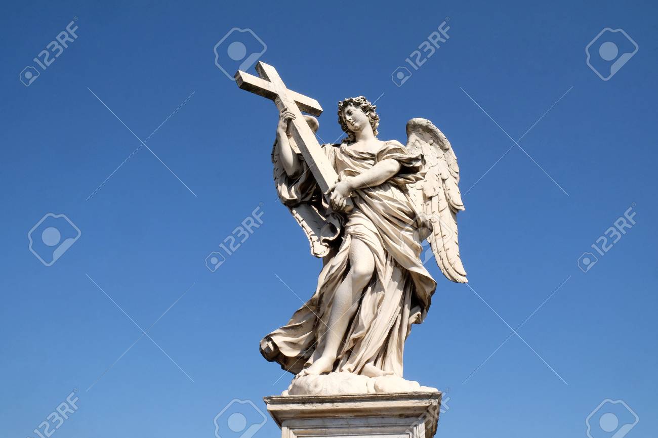 Statue Of Angel With The Cross By Ercole Ferrata, Ponte Sant