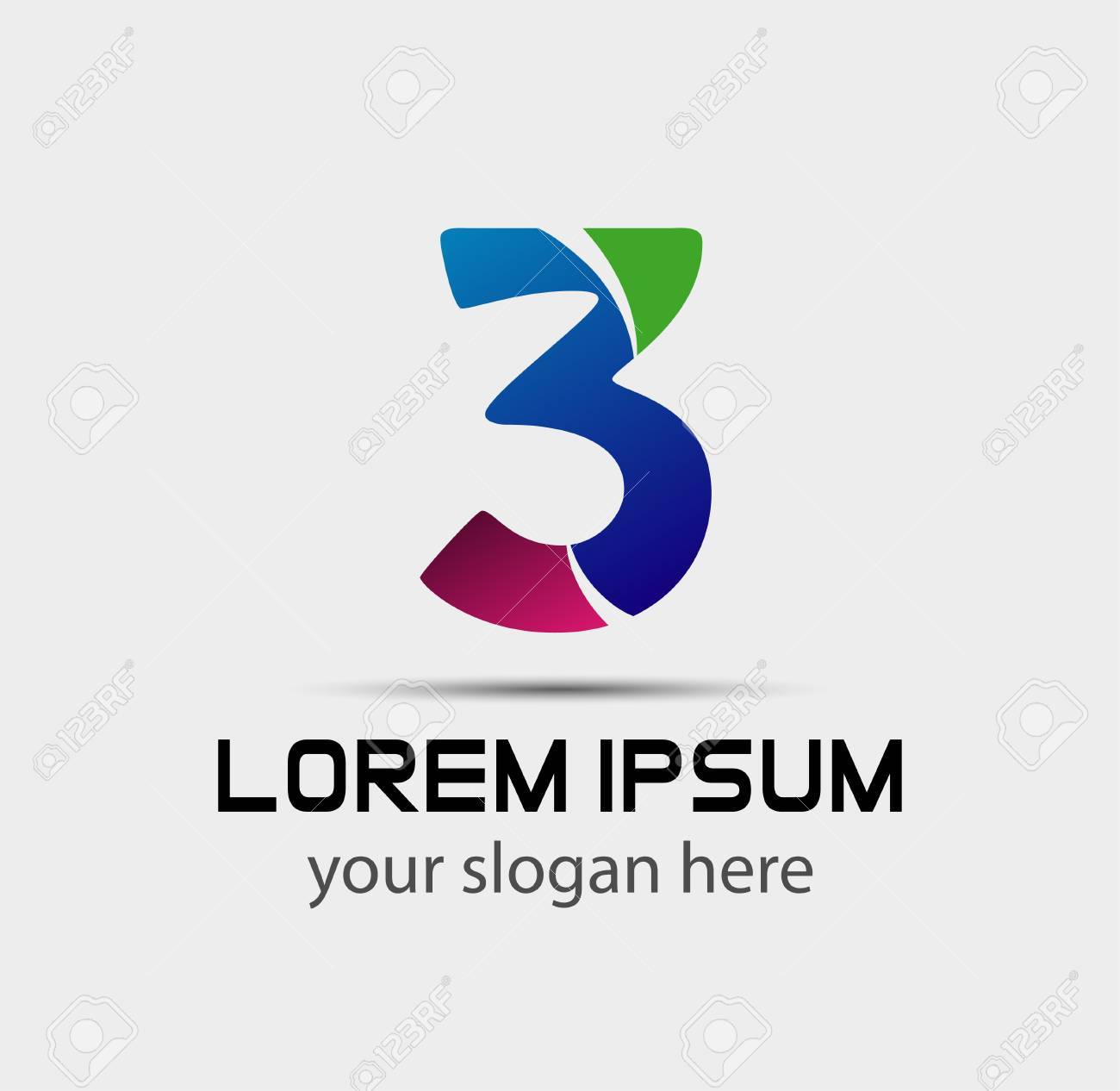 number 3 vector logo template design number three logo logo number three template