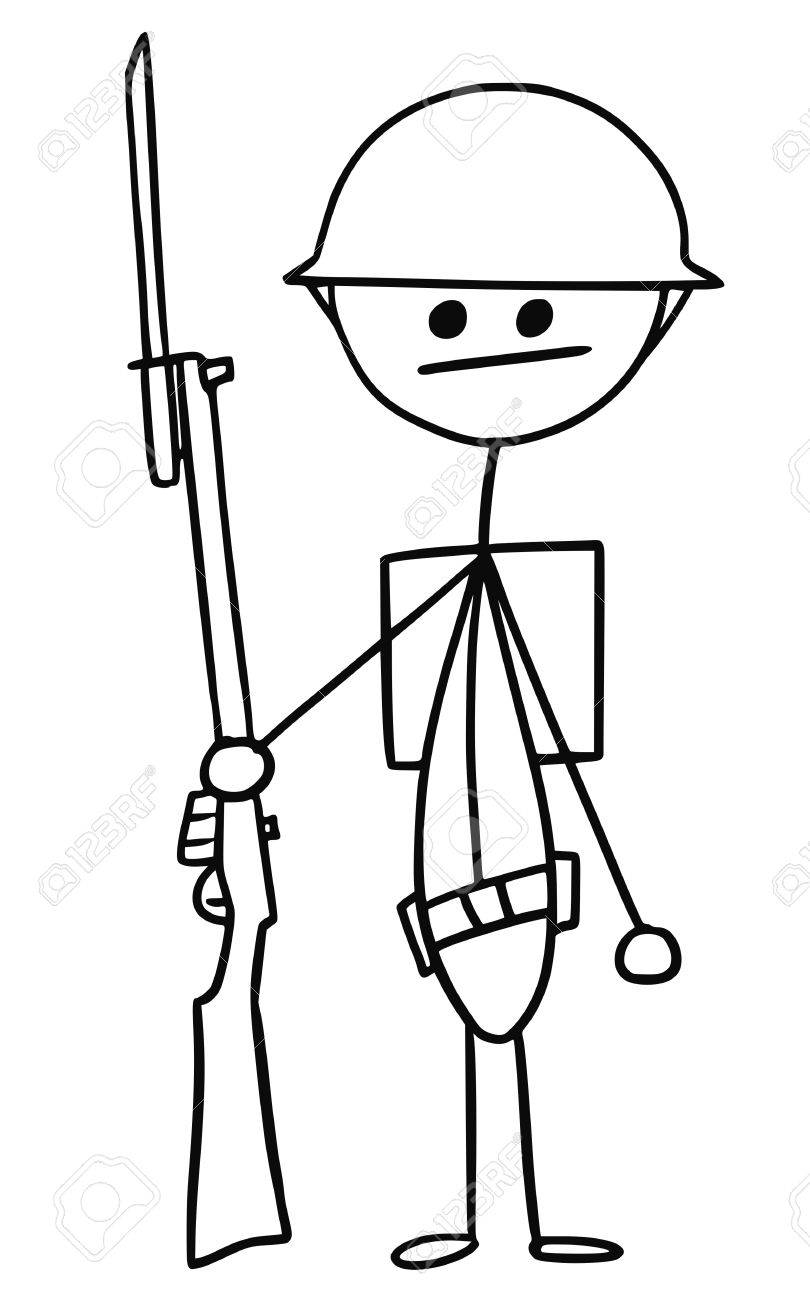 Vector De Dibujos Animados Stickman Británico Guerra Mundial Un Soldado Con  Riffle Y Casco Ilustraciones Svg, Vectoriales, Clip Art Vectorizado Libre  De Derechos. Image 72577778.