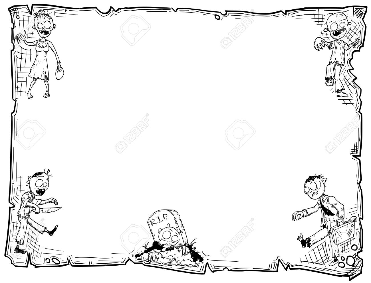 Hand Drawing Cartoon Halloween Frame Scroll Sheet Of Parchment Royalty Free Cliparts Vectors And Stock Illustration Image 85215797
