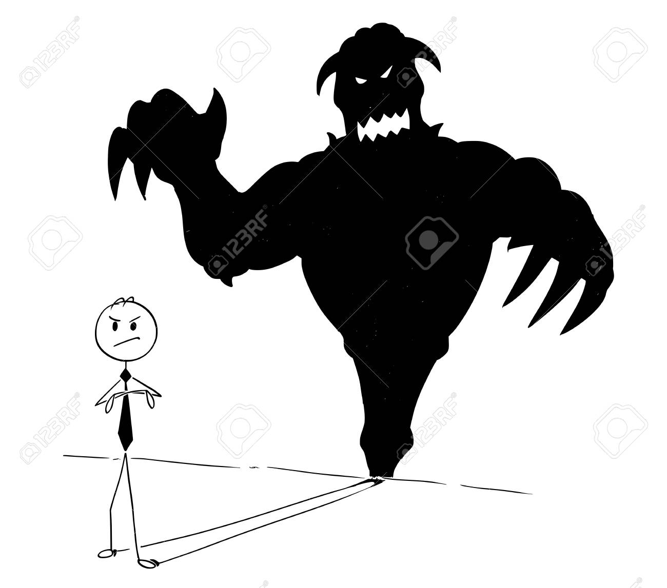 壁に影の中にビジネスマンと彼のモンスターや悪魔の概念的なイラストを描く漫画の棒男 成功と自信のビジネスコンセプト のイラスト素材 ベクタ Image 壁に影の中にビジネスマンと彼のモンスターや悪魔の概念的なイラストを描く漫画の棒男 成功と自信のビジネスコンセプト のイラスト素材 ベクタ Image