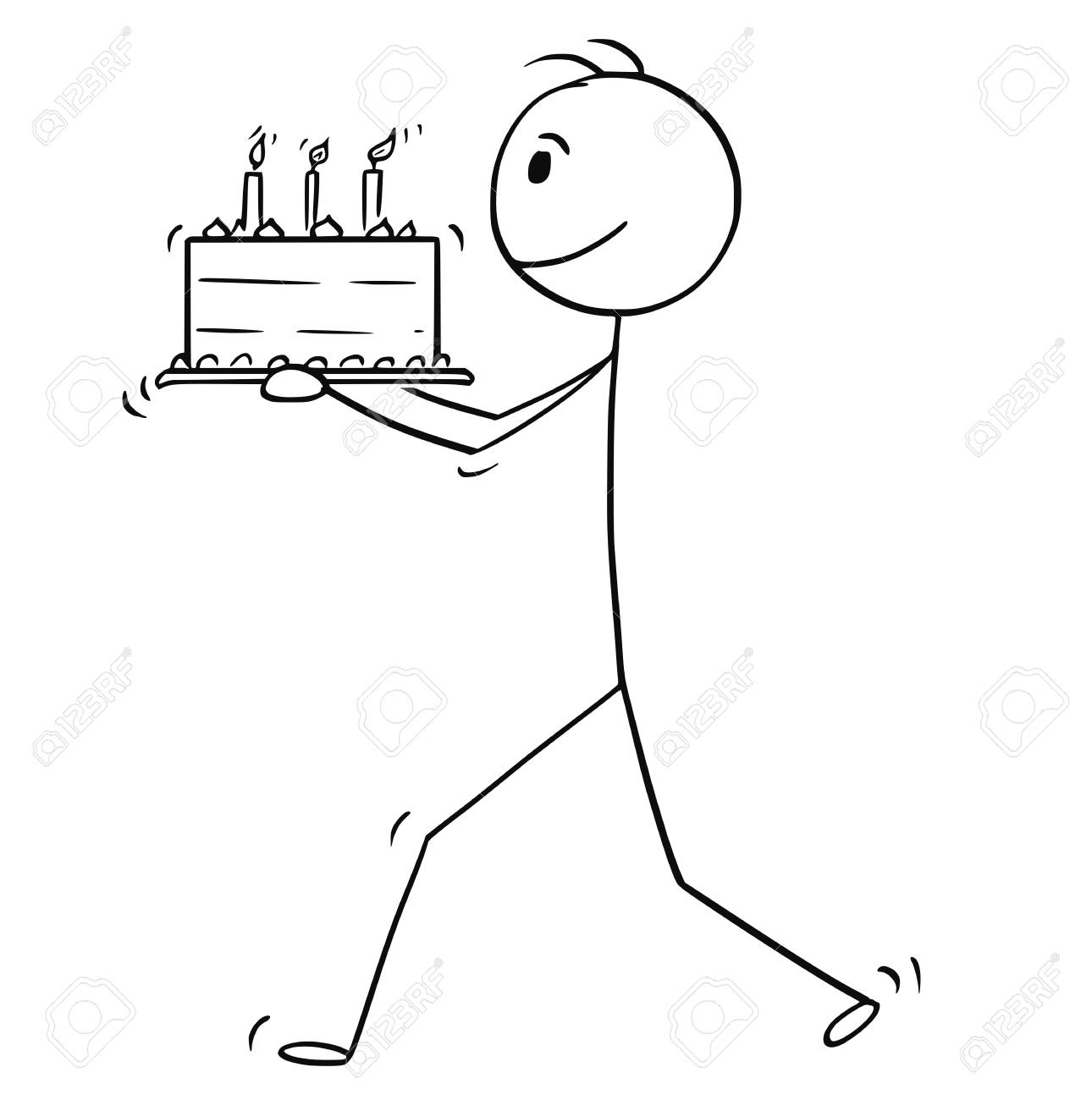 Cartoon Stick Man Drawing Conceptual Illustration Of Man Walking