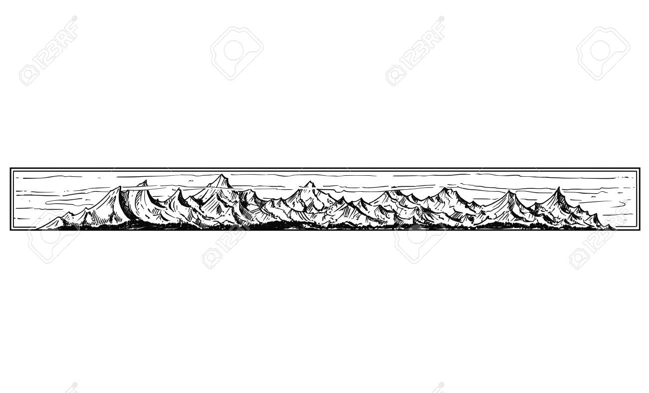 Vector Artistic Pen And Ink Drawing Illustration Of Generic Mountain Royalty Free Cliparts Vectors And Stock Illustration Image 104893692