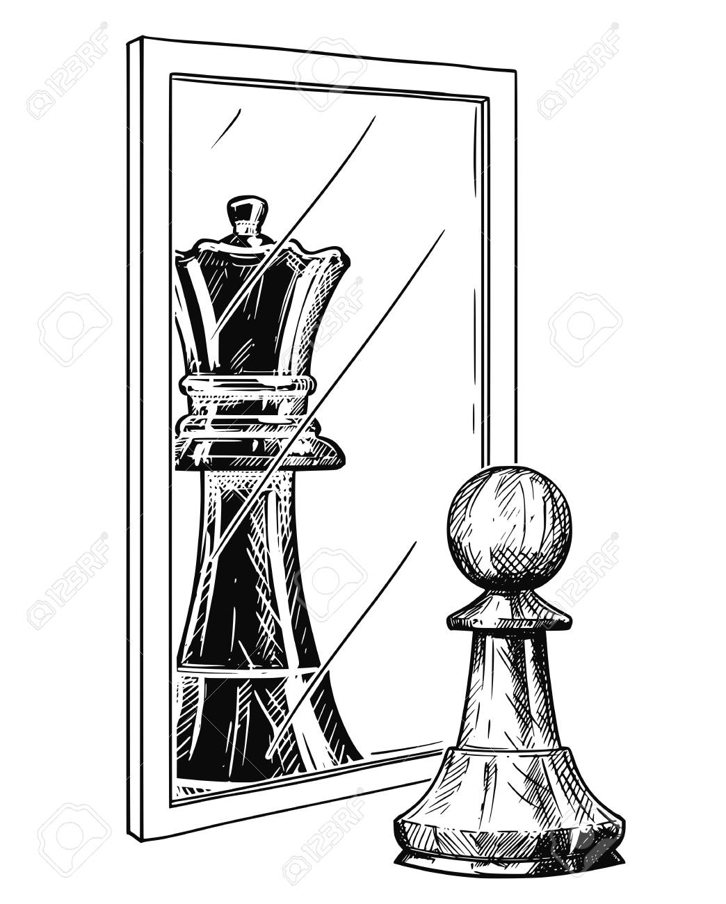 Cartoon Drawing And Conceptual Illustration Of White Chess Pawn Royalty Free Cliparts Vectors And Stock Illustration Image