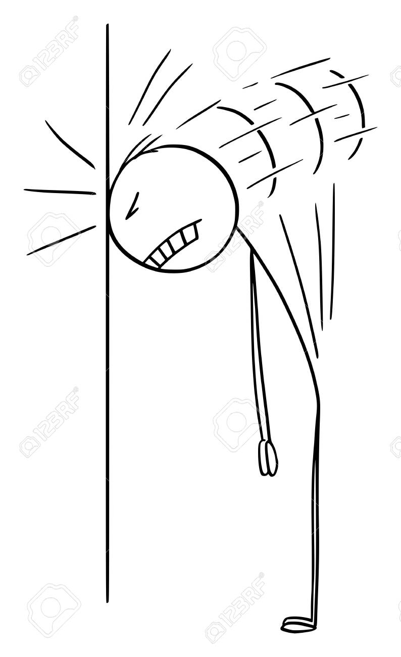 Vector Cartoon Stick Figure Drawing Conceptual Illustration Of