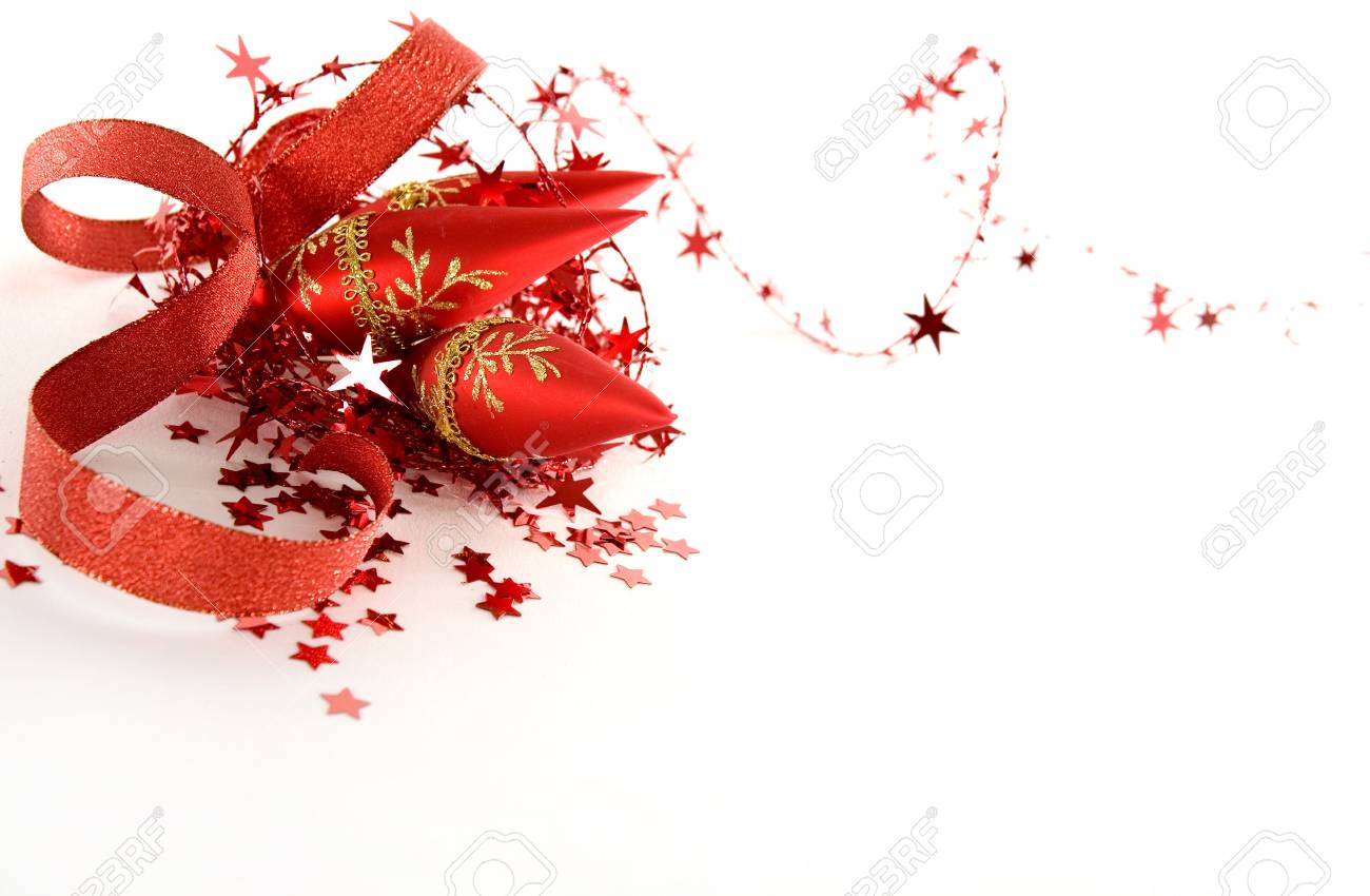 Sfondi Natalizi Bianchi.Immagini Stock Bello Rosso Stagionale Addobbi Natalizi Su Sfondo Bianco Image 3770069